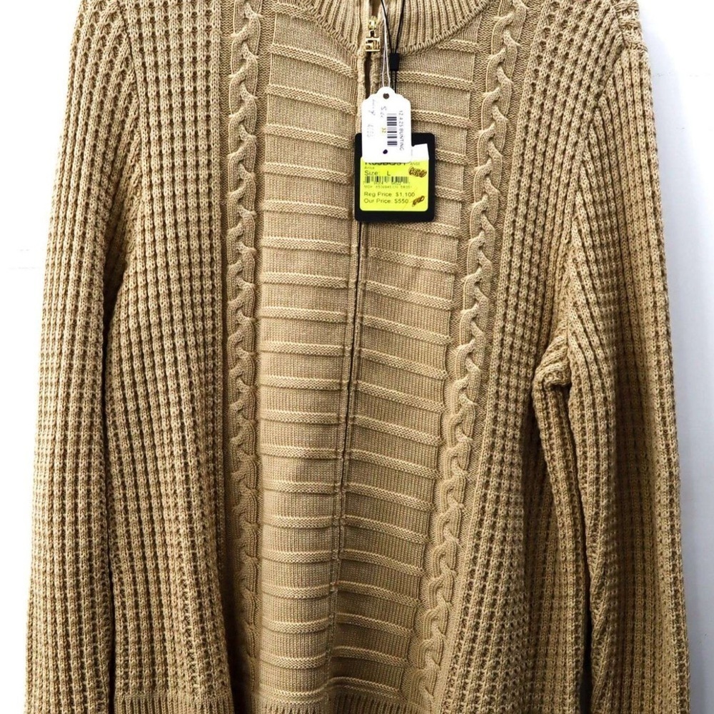 St. John Tan Zip Up Sweater